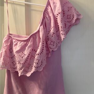 Pink Eyelet Ruffle Women's Top